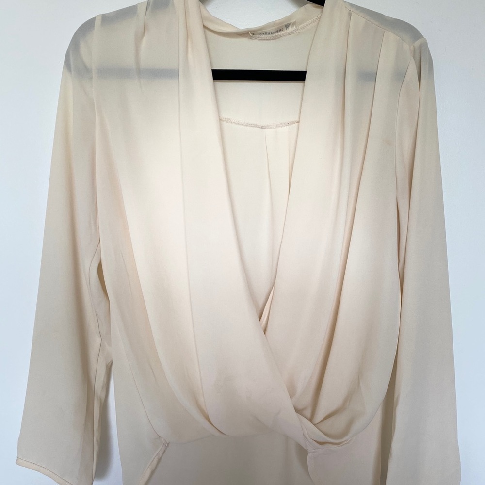 Sugarmint Cream Chiffon Long Sleeve Slouch Shirt